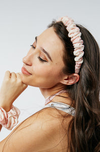Toile Skinny Scrunchie Headband | Super Soft Cotton Gauze | Luxury Designer Hair Accessories | Made to Order-Headband-Bardot Bow Gallery-Petal Pink-Bardot Bow Gallery