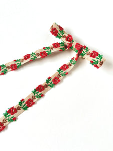 Roses are Red Embroidered Skinny Long Bow| Embroidered Bow Alligator Clip | Luxury Hair Bow-Hair Bow-Bardot Bow Gallery-Bardot Bow Gallery