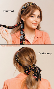 Tropics Effortless Scarf Headband | Tropical Floral Print | Crepe Chiffon | Luxury Designer Headband Scarf | Made to Order-Headband-Bardot Bow Gallery-Mango Tropics-Bardot Bow Gallery