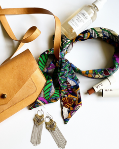 Tropics Effortless Scarf Headband | Tropical Floral Print | Crepe Chiffon | Luxury Designer Headband Scarf | Made to Order-Headband-Bardot Bow Gallery-Mango Tropics-Bardot Bow Gallery