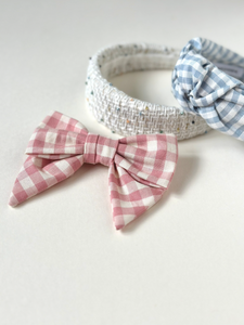Pink Gingham Bow | Layered Bow Barrette | Barbie Collection | Handmade Fabric Bow-Hair Bow-Bardot Bow Gallery-Large Barrette-Bardot Bow Gallery