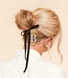 Double Sided Velvet Hair Ribbon | Super Skinny Ribbon | Pigtail or Bun | Designer Luxury Hair Tie-Hair Ribbons-Bardot Bow Gallery-Black-Single Tie-Bardot Bow Gallery
