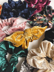 Crushed Velvet Knot Scrunchie | Fall Bow Scrunchie | Oversize Knot Scrunchie | Handmade-scrunchies-Bardot Bow Gallery-Black-Bardot Bow Gallery