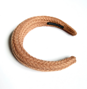 Cable Knit Padded Headband | 90s Headband | Fall Fashion Hair Accessory | Textured Cozy Headband-Headband-Bardot Bow Gallery-Camel-Bardot Bow Gallery