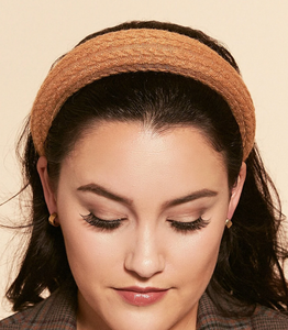 Cable Knit Padded Headband | 90s Headband | Fall Fashion Hair Accessory | Textured Cozy Headband-Headband-Bardot Bow Gallery-Camel-Bardot Bow Gallery