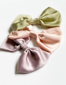 Satin Statement Bow | Oversize Bow Barrette | Multiple Colors | Luxury Designer Hair Accessories | Made to Order-Hair Bow-Bardot Bow Gallery-Sage-Medium Barrette-Bardot Bow Gallery