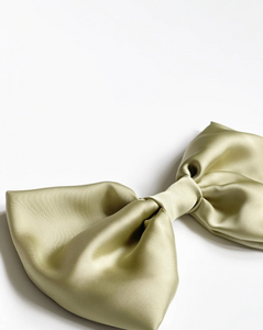 Satin Statement Bow | Oversize Bow Barrette | Multiple Colors | Luxury Designer Hair Accessories | Made to Order-Hair Bow-Bardot Bow Gallery-Sage-Large Barrette-Bardot Bow Gallery