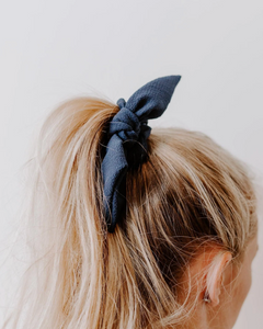 Crepe Oversize Knot Scrunchie | Bow Scrunchie | Multiple Colors | Hand Tied-scrunchie-Bardot Bow Gallery-Navy-Bardot Bow Gallery