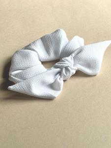 Crepe Oversize Knot Scrunchie | Bow Scrunchie | Multiple Colors | Hand Tied-scrunchie-Bardot Bow Gallery-Snow White-Bardot Bow Gallery