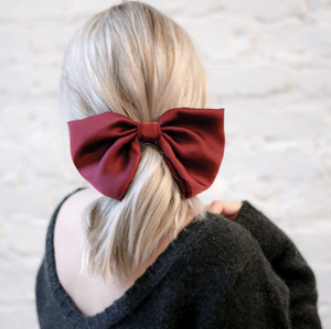 Silk Statement Bow | As Seen in Glamour Beauty Edit | Big Bow Barrette | Luxury Designer Hair Accessories | Made to Order-Hair Bow-Bardot Bow Gallery-Wine-Medium Barrette-Bardot Bow Gallery