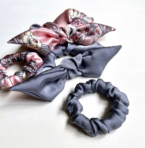 Silk Series Knot Scrunchie | Silky Chiffon | Sleeping Silk Scrunchie | Luxury Designer Hair Accessories | Hand Tied-knot scrunchie-Bardot Bow Gallery-Blue Rain-Bardot Bow Gallery