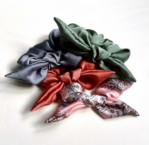 Floral Silk Series Knot Scrunchie | Silky Chiffon | Oversize Knot Scrunchie | Sleeping Silk Scrunchie | Hand Tied-knot scrunchie-Bardot Bow Gallery-Blush Blooms-Bardot Bow Gallery