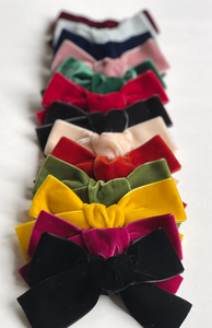 Wide Velvet Bitty Babes Bow | Pigtail Pair | Baby Headband | Large Toddler Bows | Hand Tied and Made to Order-Hair Bow-Bardot Bow Gallery-Pigtail set of 2-Black-Bardot Bow Gallery
