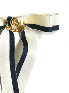Sailor Luxe Link Long Bow | Vintage Grosgrain | Bow Clip, Barrette, Brooch | Luxury Designer Accessories | Made to Order-Hair Bow-Bardot Bow Gallery-Hair Tie-Bardot Bow Gallery