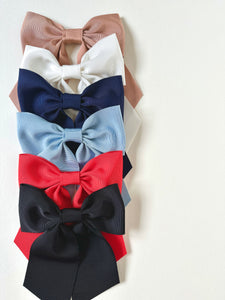The Row Bow | Luxury Petersham Bow | Sailor Style Bow | Grosgrain Large Bow | Custom Fastener | Several colors | Gift for Her-Hair Bow-Bardot Bow Gallery-Bright Red-Bardot Bow Gallery