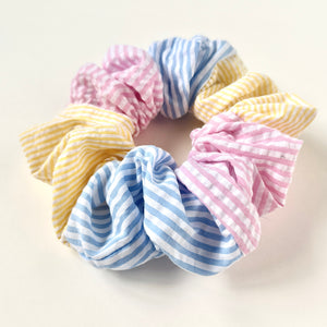 The Lilly Maritime Scrunchie | Jumbo Patchwork Seersucker Scrunchie | Scrunchie for Curls | Gift for Her-Bardot Bow Gallery-Bardot Bow Gallery