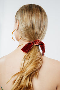 Silk Velvet Bow Hair Tie | Pony Tail Topper | Braid Hair Tie | Designer Luxury Hair Tie | Made to Order-Hair Bow-Bardot Bow Gallery-Gold-Bardot Bow Gallery