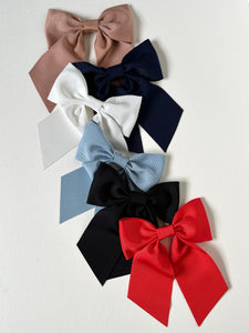The Row Bow | Luxury Petersham Bow | Sailor Style Bow | Grosgrain Large Bow | Custom Fastener | Several colors | Gift for Her-Hair Bow-Bardot Bow Gallery-Bright Red-Bardot Bow Gallery