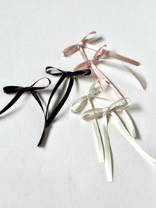 Dainty Satin Bow Sets | Hair Ribbon Bow Clips | Pigtail Pairs | Luxury Designer Hair Accessories | Made to Order-Hair Bow-Bardot Bow Gallery-Set of 6 ( 3 Colors)-Bardot Bow Gallery