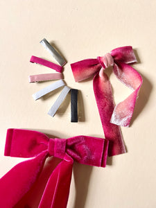 Hot Pink Oversize Velvet Bow | Barbie Bow | Petite Oversize Bow | Bow Clip, Barrette, Hair Tie | Luxury Designer Hair Accessories | Handmade in USA-Hair Bow-Bardot Bow Gallery-Hair Tie-Bardot Bow Gallery