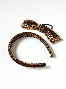 The Leopard Silk Velvet Headband | Distressed Silk Velvet Hair Tie | Sold Separately or as a set | Gift for Her | Mob Wife Aesthetic-Bardot Bow Gallery-Headband-Bardot Bow Gallery