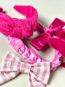 Hot Pink Oversize Velvet Bow | Petite Oversize Bow Clip, Barrette, Hair Tie | Luxury Designer Hair Piece | Made to Order-Hair Bow-Bardot Bow Gallery-Hair Tie-Bardot Bow Gallery