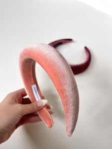 Rich Velour Padded Headband | 90s Headband | Multiple Colors | Fall Fashion Hair Accessory | Designer Luxury Hair Accessories | Made to Order in USA-Headband-Bardot Bow Gallery-Coral Blush *NEW-Bardot Bow Gallery