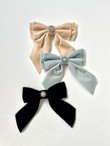 Parisienne Chic Bow | Oversize Velvet Short Bow | Classic Sophistication | Luxury Designer Hair Bow | Made to Order-Hair Bow-Bardot Bow Gallery-Black-Small Alligator Clip-Bardot Bow Gallery