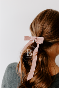 The Standard Velvet Long Bow | Upscale Bows for Women | Standard Bow with Tails | Luxury Designer Hair Bows | Made to Order-Hair Bow-Bardot Bow Gallery-Black-Hair Tie-Bardot Bow Gallery