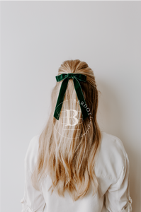 The Standard Velvet Long Bow | Upscale Bows for Women | Standard Bow with Tails | Luxury Designer Hair Bows | Made to Order-Hair Bow-Bardot Bow Gallery-Black-Hair Tie-Bardot Bow Gallery
