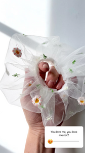 Maisie Daisy Embroidered Tulle Scrunchie | Spring Floral Scrunchie | Oversize Scrunchie | Handmade-scrunchie-Bardot Bow Gallery-Bardot Bow Gallery