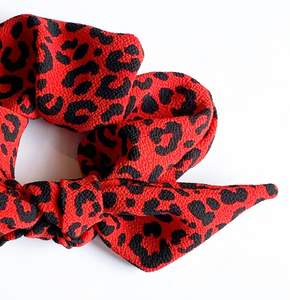 UC Bearcats Knot Scrunchie | Crepe Series | Red, Black, and White | Game Day Hair | Handmade in Cincinnati-scrunchie-Bardot Bow Gallery-Black and White-Bardot Bow Gallery