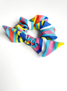 Stripes and Strokes Knot Scrunchie | Pop Series | Oversize Knot Scrunchie for Medium Thick Hair | Hand Tied-Bardot Bow Gallery-Beach Stripes-Bardot Bow Gallery