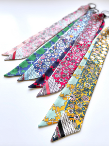 Printed Boho Tie Scarf | Pony Scarf | Hair Tie | Multiple Colors | Multi-Use Accessory | Luxury Designer Hair Accessories-scarf-Bardot Bow Gallery-Indigo & Cherry-Bardot Bow Gallery