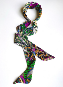 Tropical Effortless Scarf Headband | Tropical Floral Print | Crepe Chiffon | Mango Tropics and Jade Tropics | Luxury Headband Scarf-Headband-Bardot Bow Gallery-Mango Tropics-Bardot Bow Gallery