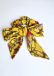 Honey Floral Medallion Scarf Scrunchie | Ponytail Scarf | Bow Scrunchie | Multi-Use | 3-in-1-scarf scrunchie-Bardot Bow Gallery-Bardot Bow Gallery