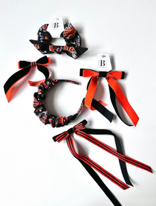 Bengals Knot Scrunchie and Scrunchie Headband | Cincinnati Bengals Printed Fabric | Cincy Spirit-Bardot Bow Gallery-Petite Knot Scrunchie-Bardot Bow Gallery