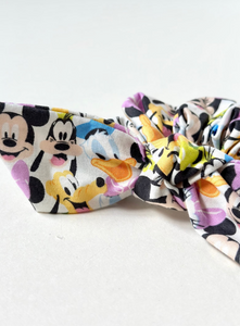 Mickey and Minnie Knot Scrunchie | Disney Bound | Magic Kingdom Hair Accessories | Hand Tied-knot scrunchie-Bardot Bow Gallery-Pastel Mickey & Friends-Bardot Bow Gallery