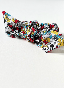 Mickey and Minnie Knot Scrunchie | Disney Bound | Magic Kingdom Hair Accessories | Hand Tied-knot scrunchie-Bardot Bow Gallery-Classic Mickey & Friends (Black/White/Yellow/Blue/Red)-Bardot Bow Gallery