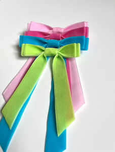 Malibu Barbie Brights Collection | Velvet Long Bow | Barbie Inspired | Kidcore | Several Colors | Sold individually-Hair Bow-Bardot Bow Gallery-Malibu Pink-Bardot Bow Gallery
