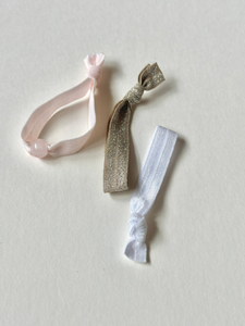 Romantic Rose Quartz Luxe Tie Set | Embellished Hair Tie Set | Bracelet Hair Tie | Flat Elastic Hair Tie Set-elastics-Bardot Bow Gallery-Bardot Bow Gallery