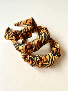 Bengals Tiger Stripes Knot Scrunchie and Scrunchie Headband | Black and Orange Scrunchies-Bardot Bow Gallery-Scrunchie Headband-Bardot Bow Gallery