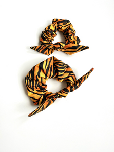 Bengals Tiger Stripes Knot Scrunchie and Scrunchie Headband | Black and Orange Scrunchies | Choose from two sizes | Cincinnati Bengals-Bardot Bow Gallery-Scrunchie Headband-Bardot Bow Gallery