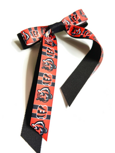 Bengals Bows | Black and Orange Bows | Cincinnati Bengals Inspired Hair Bows-Bardot Bow Gallery-Rally Stripe Long-Large Barrette-Bardot Bow Gallery