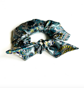 Paisley Oversize Knot Scrunchie | Paisley Series | Silky Smooth | Multiple Colors | Luxury Designer Hair Accessories | Handmade in USA-knot scrunchie-Bardot Bow Gallery-Turquoise-Bardot Bow Gallery