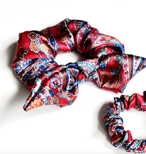 Paisley Oversize Knot Scrunchie | Paisley Series | Silky Smooth | Luxury Designer Hair Accessories | Hand Tied-knot scrunchie-Bardot Bow Gallery-Americana-Bardot Bow Gallery