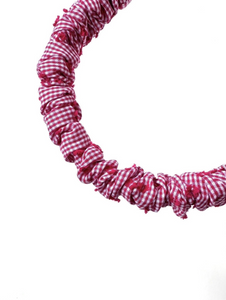 Red Gingham Skinny Scrunchie Headband | Red Picnic Patterned | Liberty Series | Scrunchie Headband | Liberty London Cotton-Headband-Bardot Bow Gallery-Bardot Bow Gallery