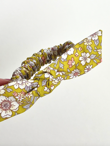 Petite Skinny Knot Scrunchie | Spring Green Blooms | Ditsy Floral Bow Scrunchie-skinny knot scrunchie-Bardot Bow Gallery-Bardot Bow Gallery