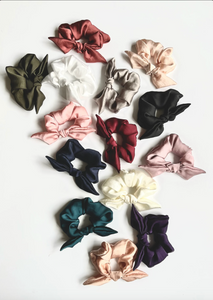 Silk Series Knot Scrunchie | Silky Chiffon | Sleeping Silk Scrunchie | Luxury Designer Hair Accessories | Hand Tied-knot scrunchie-Bardot Bow Gallery-Brick-Bardot Bow Gallery