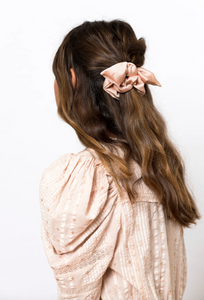 Silk Series Knot Scrunchie | Silky Chiffon | Sleeping Silk Scrunchie | Luxury Designer Hair Accessories | Hand Tied-knot scrunchie-Bardot Bow Gallery-Champagne-Bardot Bow Gallery